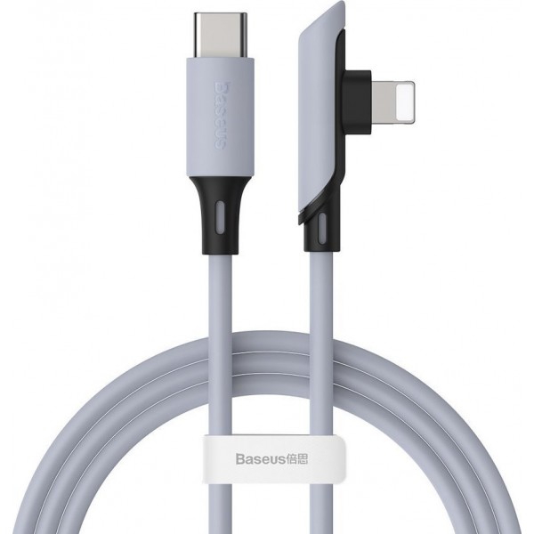 Baseus Colourful Angle (90°) / Regular USB 3.0 Cable USB-C male - Lightning Γκρι 1.2m (CATLDC-A05)6953156216563